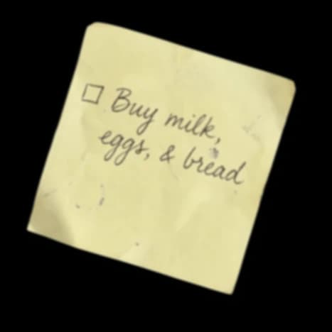 Buy Milk, Eggs, Cheese sticky note